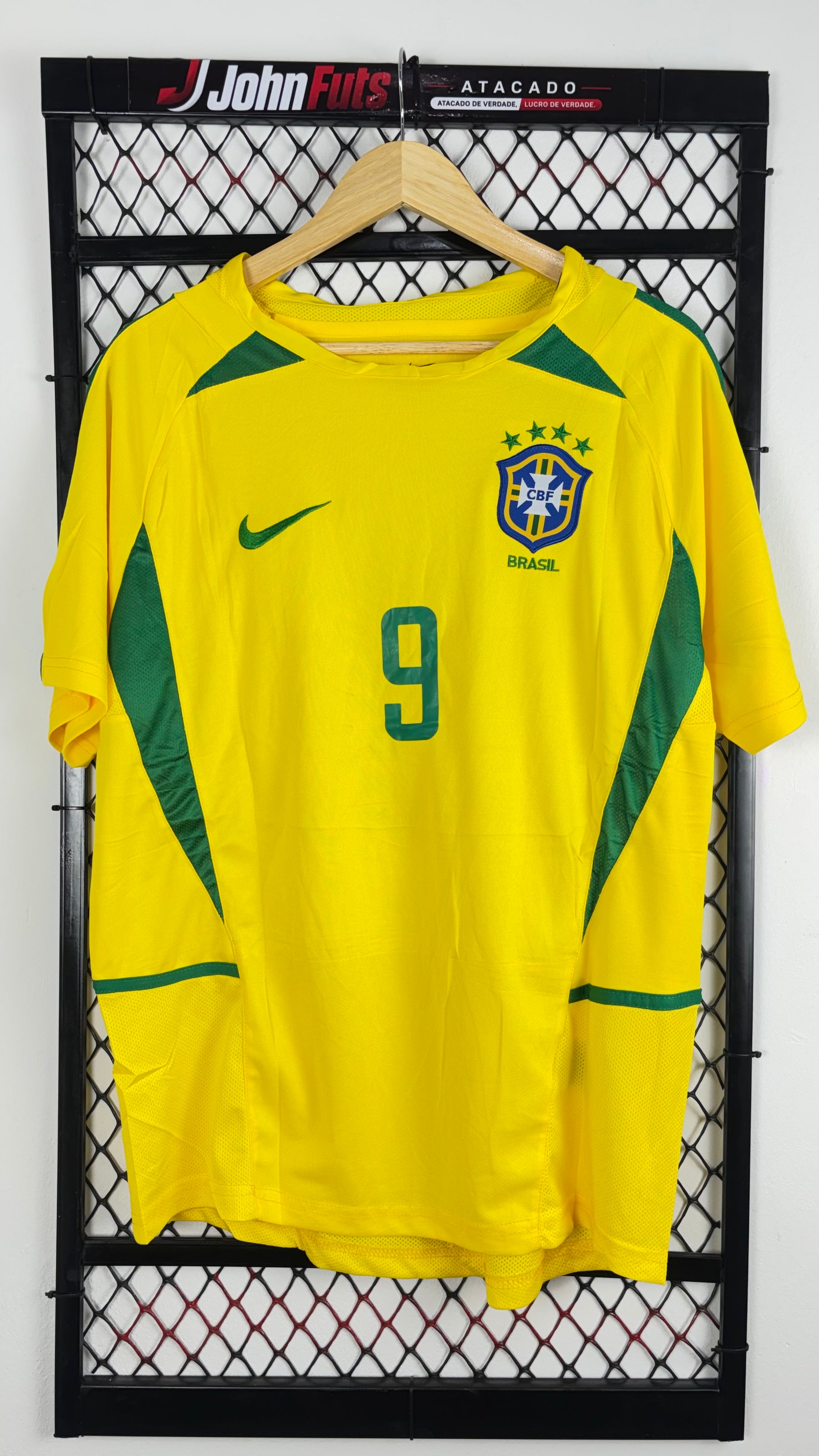 Camisa Brasil Retrô 2002 RONALDO 9 Home - Masculina
