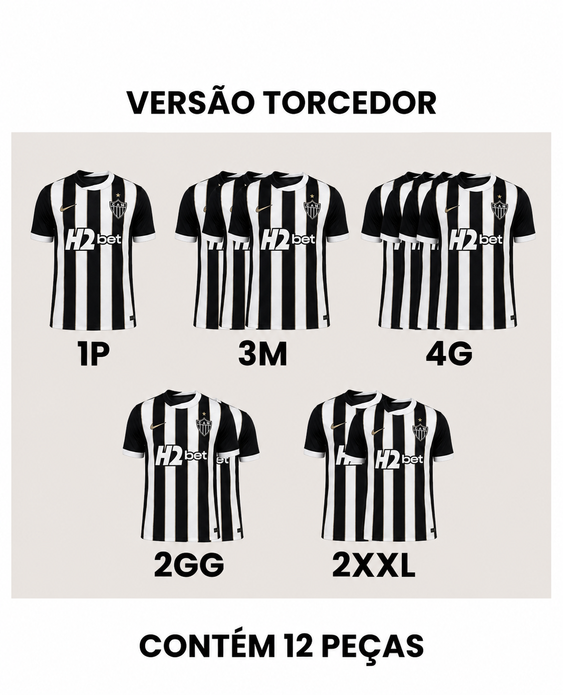 Grade Fechada Atlético Mineiro Home Torcedor Masculino- 12 Peças