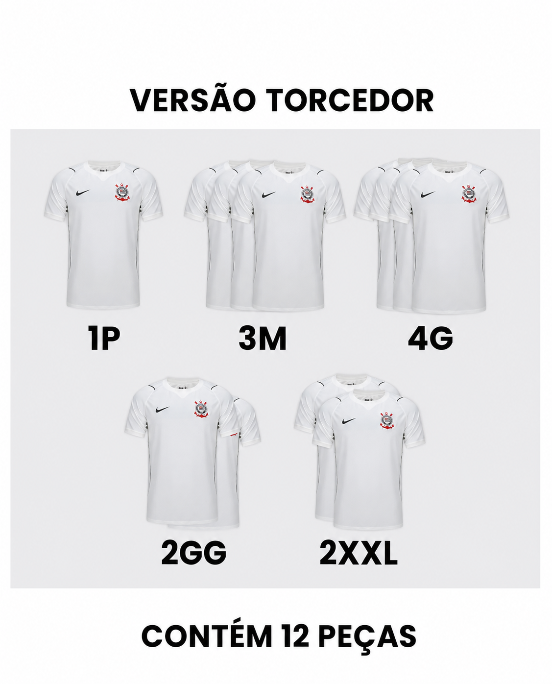 Grade Fechada Corinthians Away Torcedor Masculino- 12 Peças