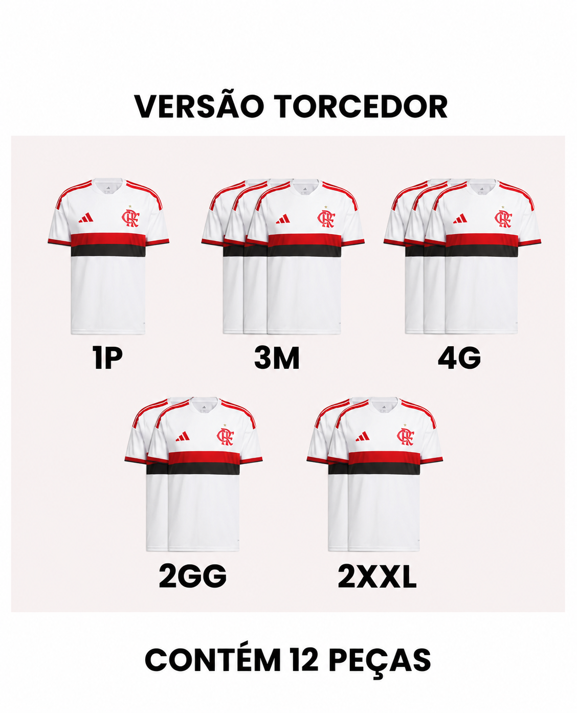 Grade Fechada Flamengo Away Torcedor Masculino- 12 Peças