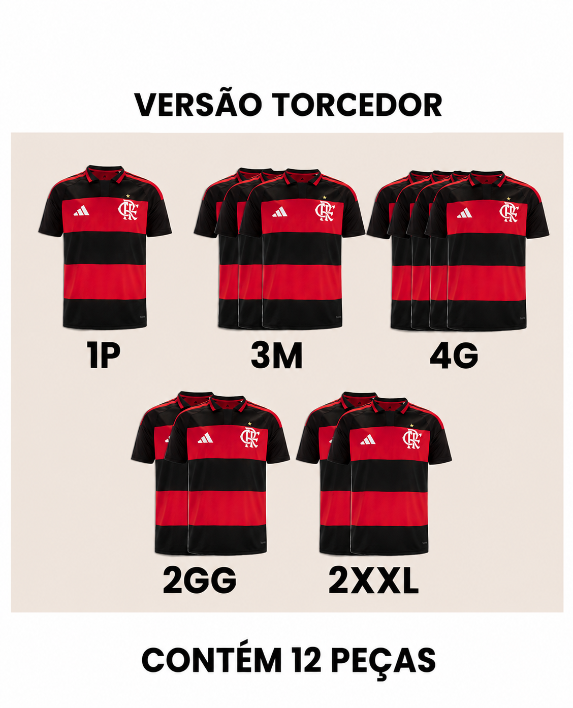 Grade Fechada Flamengo Home Torcedor Masculino- 12 Peças