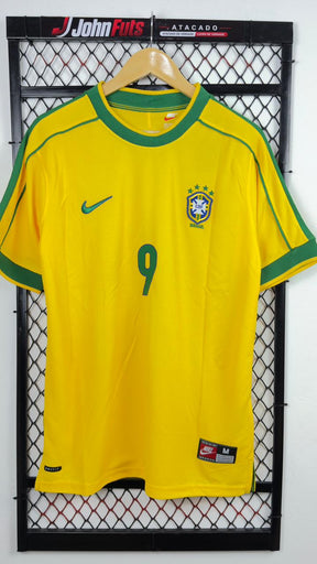 Camisa Brasil Retro 1998 - Ronaldo 9 Torcedor Masculina