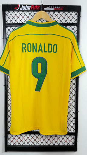 Camisa Brasil Retro 1998 - Ronaldo 9 Torcedor Masculina