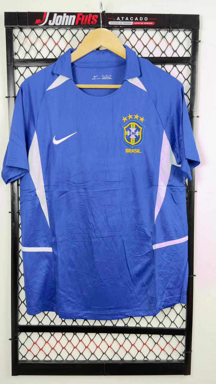 Camisa Brasil Retrô 2002 Away- Masculina Azul